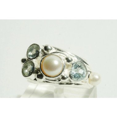 Topas Und Perlen Ring Silber