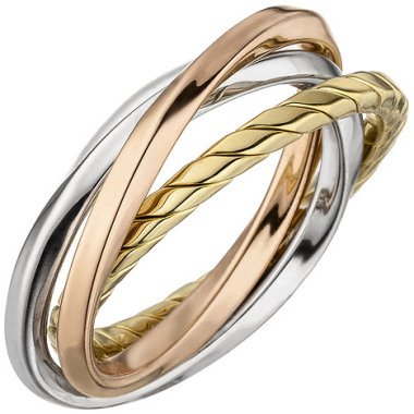 Tricolor-Ring aus Metall & SIGO Damen Ring verschlungen 925 Sterling Silber