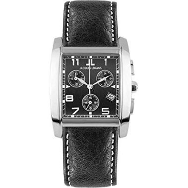 Uhrenarmband Jacques Lemans 1-1152A Leder Schwarz 24mm