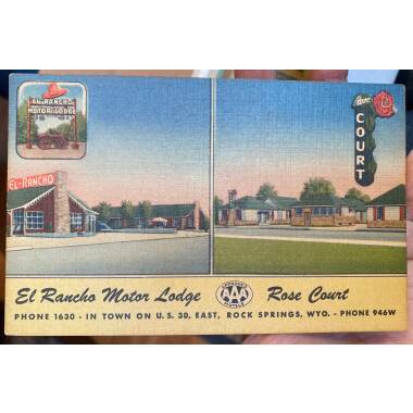 Wunderschöne Antike Leinen Postkarte El Rancho