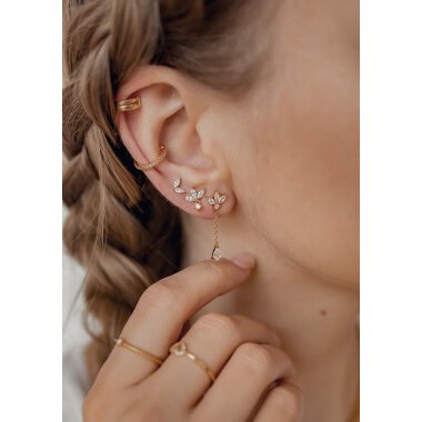 Zweireihige Ear Cuff Ohrringe Sterlingsilber in Gold | Frauen Ohrstecker