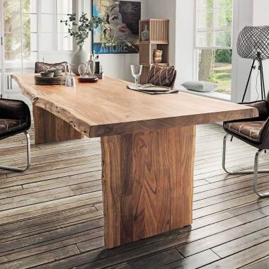 Baumkantentisch aus Akazie Massivholz Landhausstil