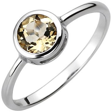 Damen Citrinring & SIGO Damen Ring 925 Sterling Silber 1 Citrin gelb Silberring