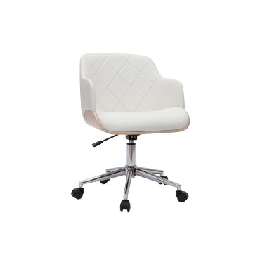 Design-Bürostuhl in Weiß mit hellem Holz SANDRO