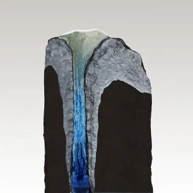 Exklusiver Urnengrabstein Granit & Glas blau Aqua