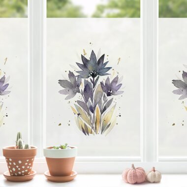 Fensterfolie Esther Meinl Aquarell Blumen Violett