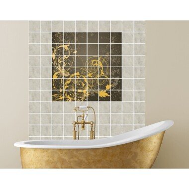 Fliesenbild Muster & Textur Quadrat Schnörkel in Gold