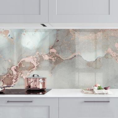 Küchenrückwand Farbexperimente Marmor Pastell und Gold