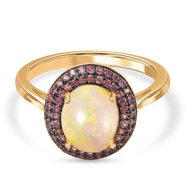 Natürlicher  äthiopischer Opal und rosa Saphir