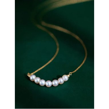 5mm Natürliche Hoch Glänzende Weiße Perlen-Halskette