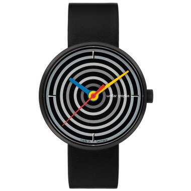Armbanduhr 'Space Loops schwarz' im Bauhaus-Stil