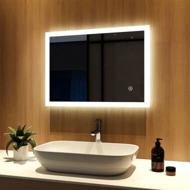 Badspiegel mit LED-Beleuchtung 50x70cm Badezimmerspiegel