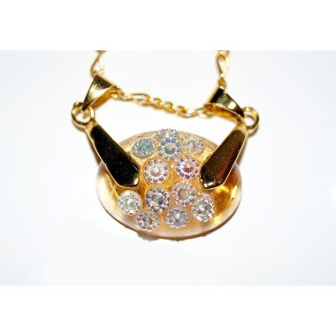 Brautschmuck Kette aus Messing & Figarokette, Goldene Halskette Mit Anhänger