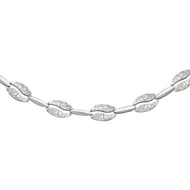 Collier Silber aus Metall & Collier Halskette 925 Sterling Silber gehämmert 45 cm Kette Silberkette
