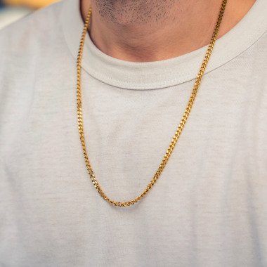 Edelstahl Herren Halskette Hochwertige Gold Herrenkette Männer-Kette Goldkette