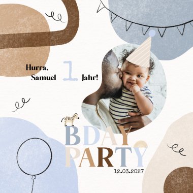 Einladung 1. Geburtstag'Bday Party'Foto