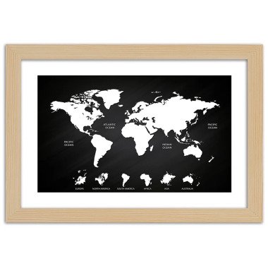 Gerahmtes Poster mit kontrastierender Weltkarte