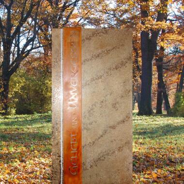 Grabstein aus Marmor & Moderner Grabstein für Einzelgrab mit Stahl Vermare