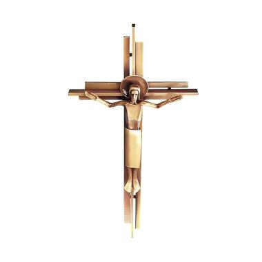 Jesus Figur & Kreuz mit Christusfigur mit Heiligenschein aus Metall wetterbeständig