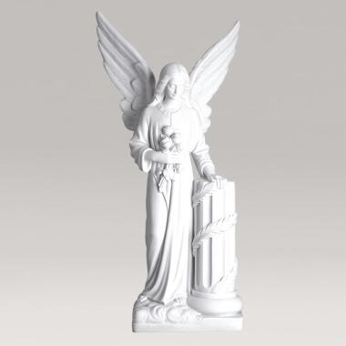 Marmorguss Engelfigur mit Säule Engel Bella