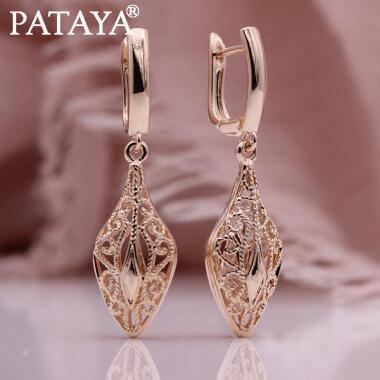 Modeschmuck Ohrring aus Kupfer & PATAYA Diamantförmige italienische Handwerkskunst Cutout