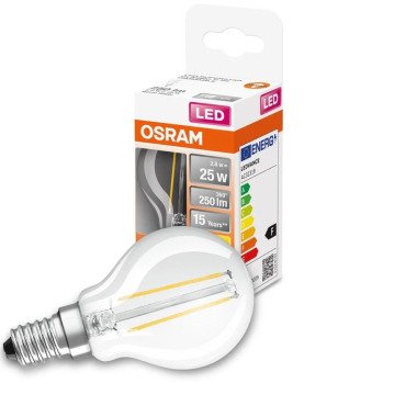 Osram LED Lampe ersetzt 25W E14 Tropfen - P45 in Transparent 2,8W 250lm 2700K di