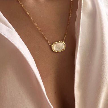 Perlen Halskette Sterlingsilber 925/ 18 Karat Vergoldet/Mit Süßwasserperle