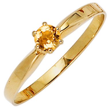 SIGO Damen Ring 585 Gold Gelbgold 1 Citrin orange Goldring