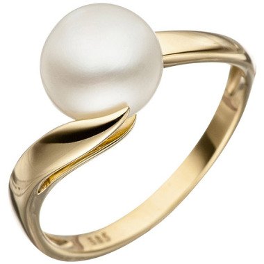 SIGO Damen Ring 585 Gold Gelbgold 1 Süßwasser Perle Perlenring Goldring