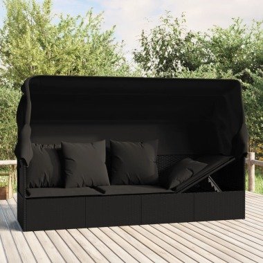 vidaXL Outdoor-Loungebett mit Dach und Kissen