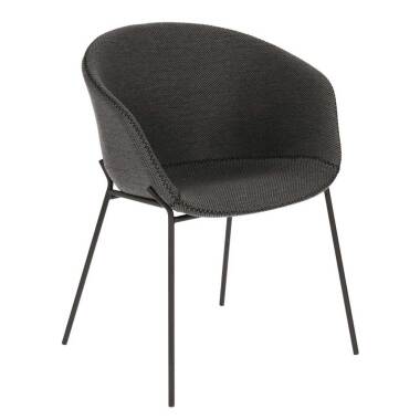 Armlehnstuhl & Stuhl mit Armlehne in Dunkelgrau Bezug aus Webstoff