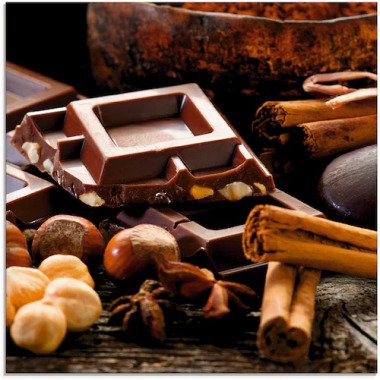 Artland Glasbild »Schokolade mit Zutaten«
