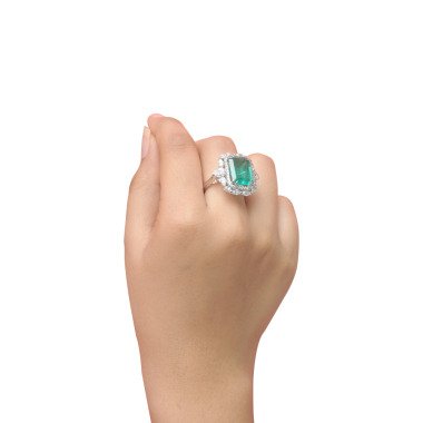 Cocktail Ring Für Frauen Grün Smaragd Schliff