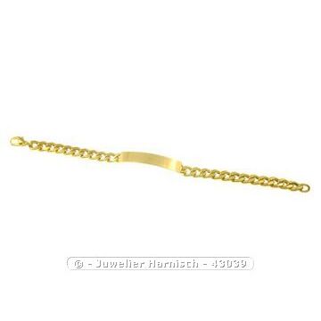 Damen Gold Armband mit Gravurplatte - GRAVUR - 21 cm