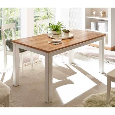 Esszimmer Bauerntisch & Esszimmer Tisch im Landhausstil Weiß und Wildeichefarbe
