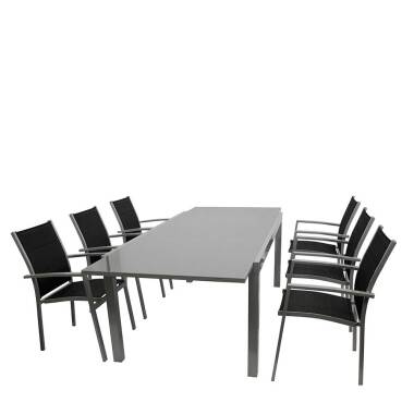 Gartentischgruppe in Grau und Schwarz modern