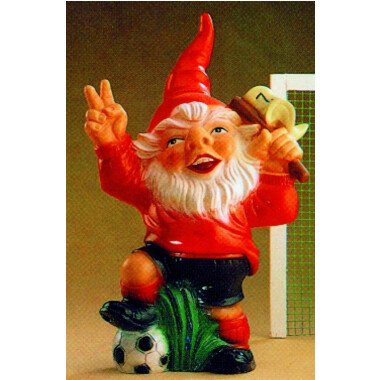 Gartenzwerg als Fußballer Figur Zwerg H 36 cm Gartenfigur aus Kunststoff