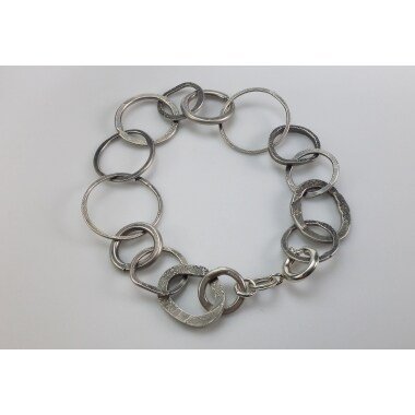 Gliederarmband Silber, 925 Silber Armband, Mattes Sterlingsilber, Ringe