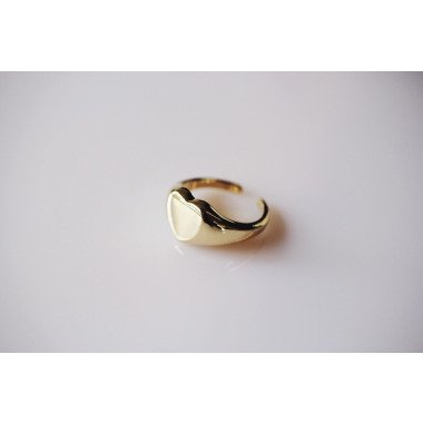 Gold Herz Ring, 18K Vergoldeter Signet Liebesring, Liebhaber Geschenk