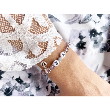 Initialen Armband Mit Facett Perlen Personalisiert, Geschenk Für Frauen