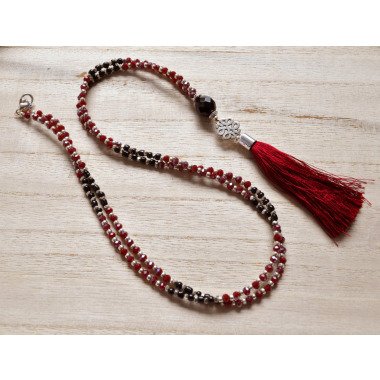 Lange Perlenkette Mit Quaste, Metall Anhänger, Halskette Lang, Geschenkidee
