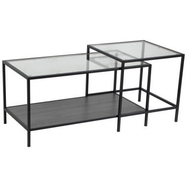 Satztisch aus Glas & Carryhome Satztisch , Schwarz , Metall, Glas , 2-teilig