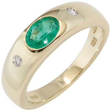 SIGO Damen Ring 585 Gold Gelbgold 1 Smaragd