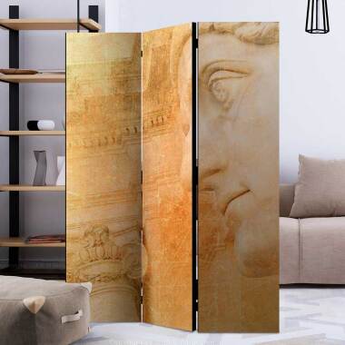 Trennwand Wohnzimmer in Goldfarben und Creme Motiv aus der Antike