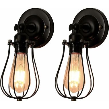 2 Stück Vintage Innen-Wandlampe E27-Basis