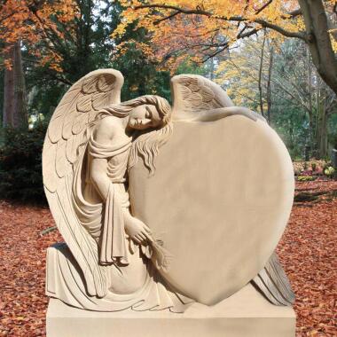 Ausgefallener Grabstein mit Skulptur & Grabstein herzförmig mit Engel