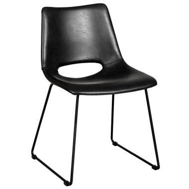 Esstisch Stühle in Schwarz Kunstleder Metallbügeln