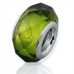 Grüner Glas Bead mit 925 Silber Fassung