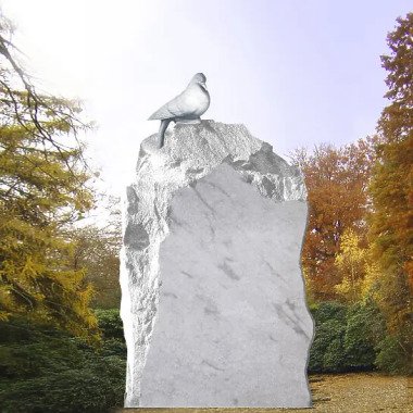 Günstiger Kindergrabstein mit Skulptur & Rustikaler Grabmal Felsen mit Taube
