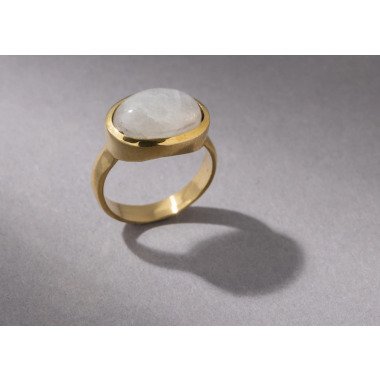 Mondstein Ring Mit Ovalem Stein, Handgemacht C19 Rb056M